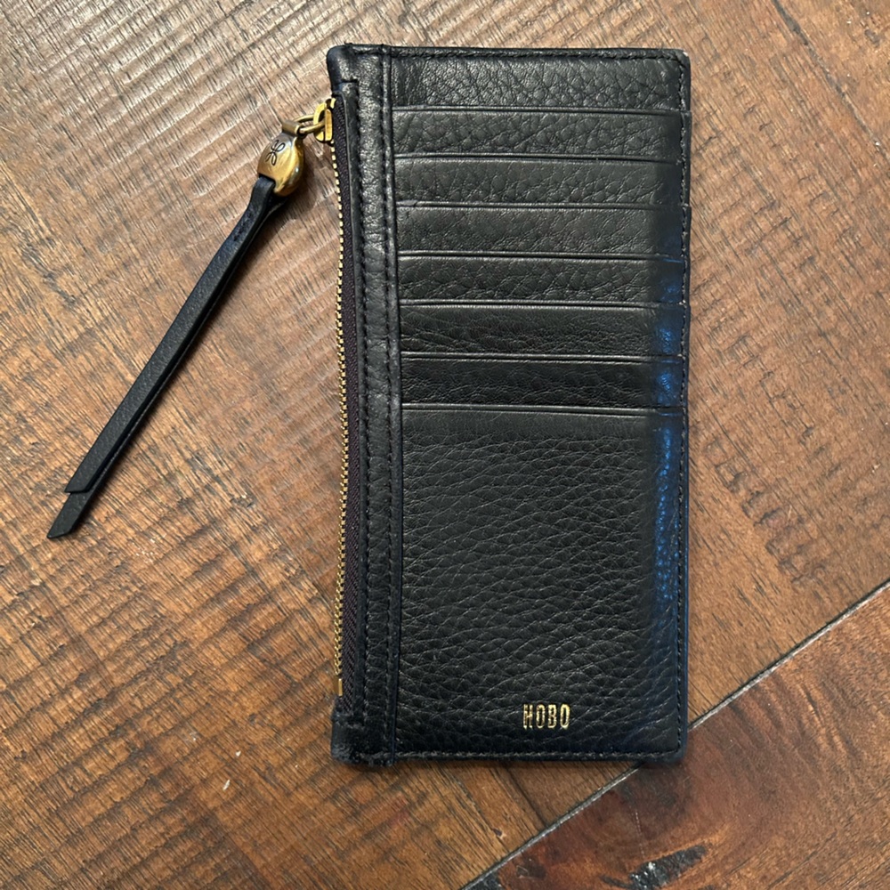 HOBO Carte card case black pebbled leather